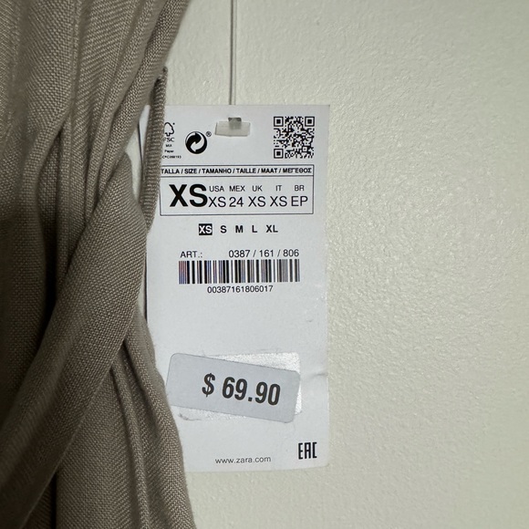 Zara Linen Dress XS, Grey - Picture 3 of 3